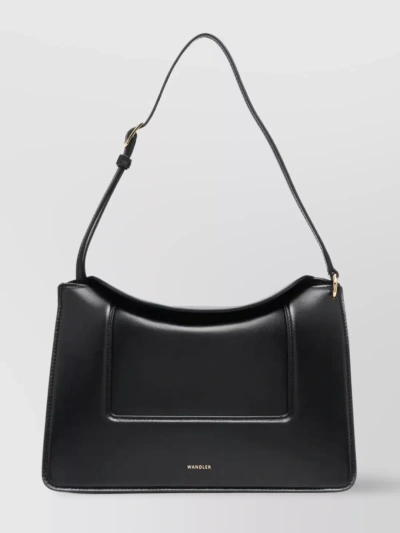 Wandler Adjustable Leather Shoulder Bag With Gold-tone Hardware In Black