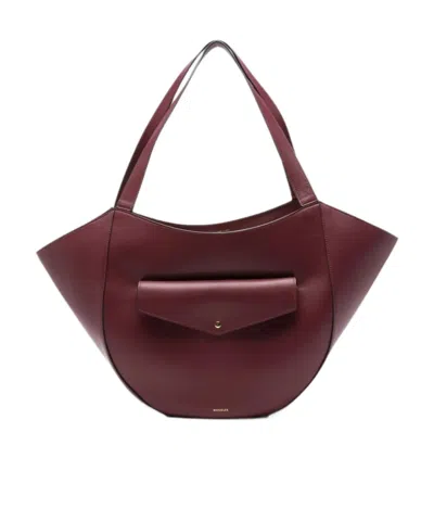 Wandler Asymmetric Leather Tote Bag In Burgundy