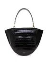 Wandler Mia Tote Bag With Crocodile Effect In Black