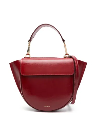 Wandler Bordeaux Calfskin Shoulder Bag With Detachable Strap In Burgundy