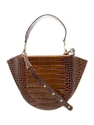 Pre-owned Wandler Embossed Leather Top Handle Bag In Brown
