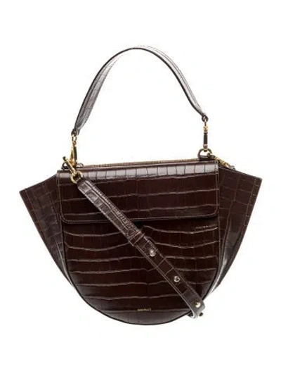 Pre-owned Wandler Embossed Leather Top Handle Bag In Brown