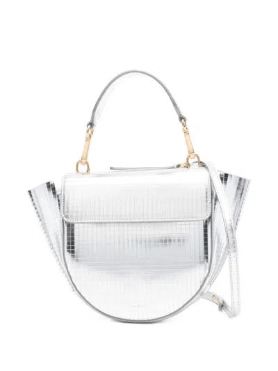 Wandler Hortensia Grid-pattern Flap Tote Bag In Silver