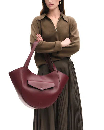 Wandler Hortensia Large Slouch Leather Tote Bag In Burgundy