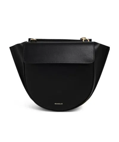 Wandler Hortensia Leather Shoulder Bag In Black