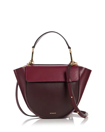 Wandler Hortensia Mini Leather Top Handle Bag In Burgundy