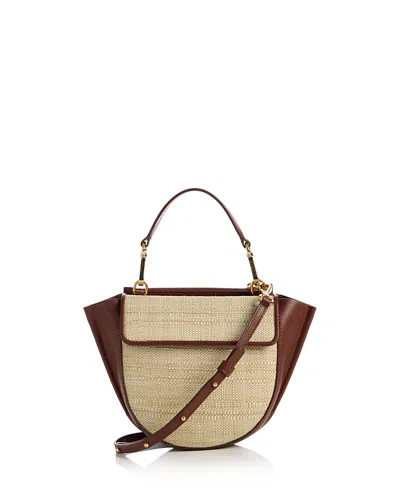 Wandler Hortensia Mini Raffia & Leather Top Handle Bag In Multi