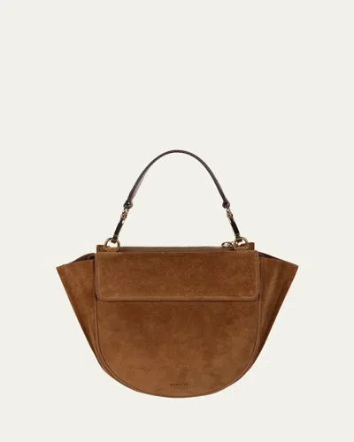 Wandler Hortensia Mini Suede Top-handle Bag In Cognac Suede