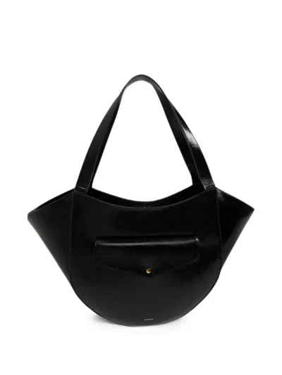 Wandler Hortensia Slouch Leather Tote Bag In Black