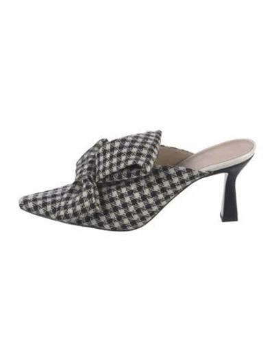 Pre-owned Wandler Houndstooth Print Bow Accents Mules In Multi