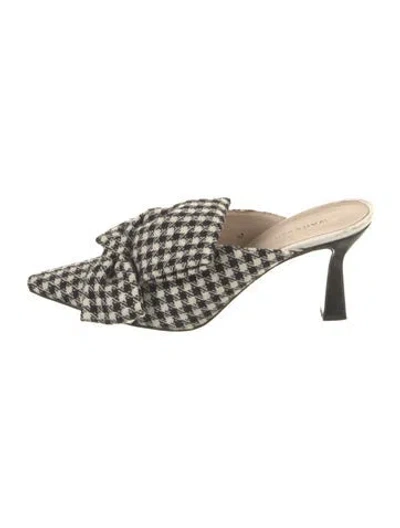 Pre-owned Wandler Houndstooth Print Bow Accents Mules In Multi