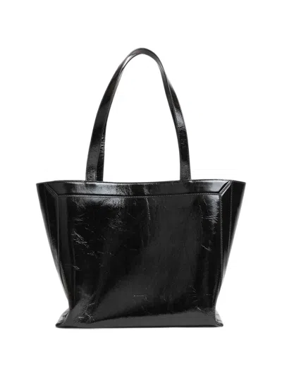 Wandler Ida Crinkled-leather Tote Bag In Black