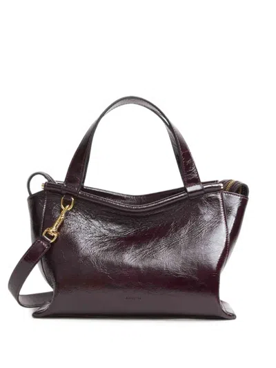 Wandler Ida Patent Leather Tote Bag In Burgundy