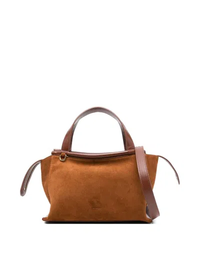 Wandler Ida Suede Top Handle Crossbody Bag In Brown