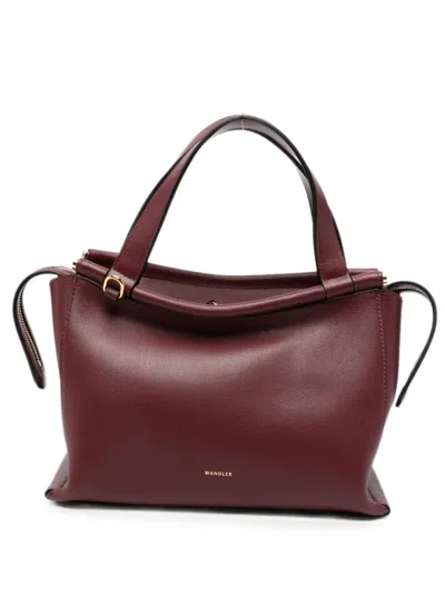Wandler Ida Structured Leather Shoulder Bag In Burgundy