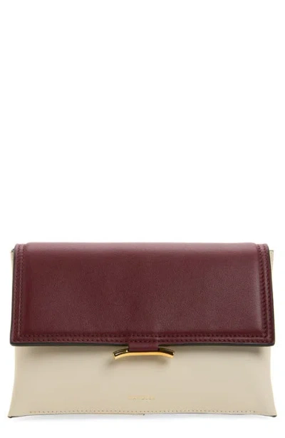 Wandler Ida Trio Colorblock Leather Clutch In Bordeaux Mix