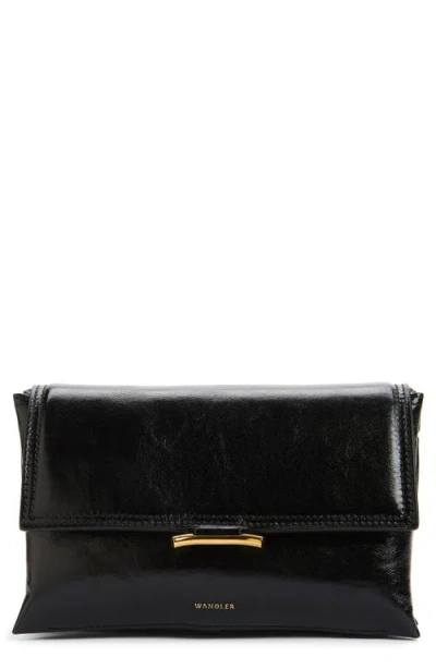 Wandler Ida Trio Leather Clutch In Black Glaze