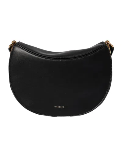 Wandler Kate Crescent-shaped Leather Shoulder Bag In Black