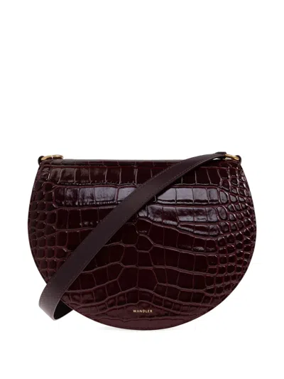 Wandler Kate Crocodile-embossed Shoulder Bag In Red