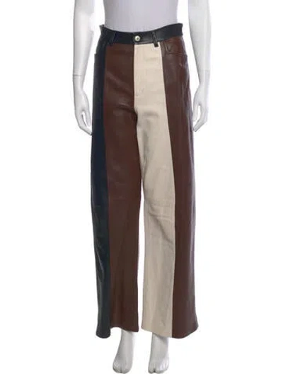 Pre-owned Wandler Lamb Leather Wide Leg Pants In Multi