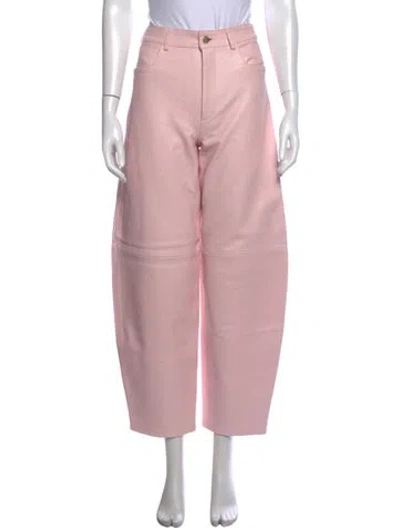 Pre-owned Wandler Lamb Leather Wide Leg Pants In Pink