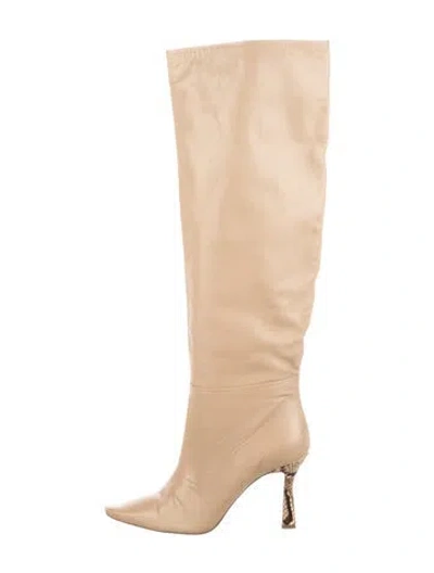 Pre-owned Wandler Leather Animal Print Boots In Neutrals