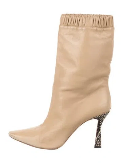 Pre-owned Wandler Leather Animal Print Boots In Neutrals