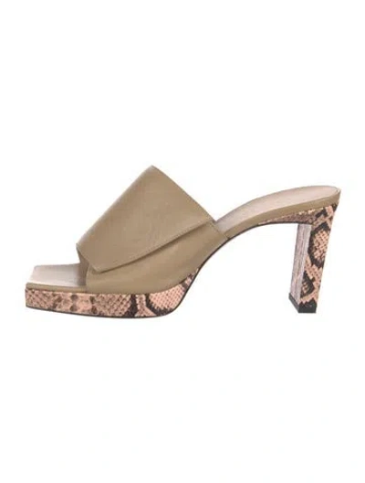 Pre-owned Wandler Leather Animal Print Slides In Multi