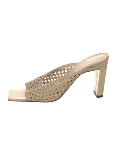 Pre-owned Wandler Leather Braided Accents Slides In Neutral