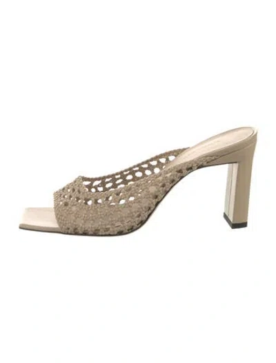 Pre-owned Wandler Leather Braided Accents Slides In Neutral
