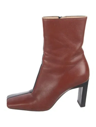Pre-owned Wandler Leather Colorblock Pattern Boots In Black/brown