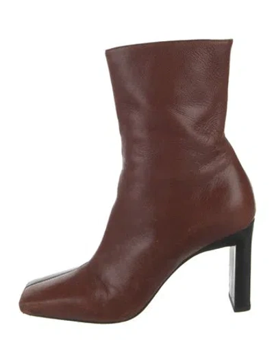 Pre-owned Wandler Leather Colorblock Pattern Boots In Brown