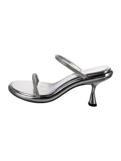 Pre-owned Wandler Leather Crystal Embellishments Sandals In Metallic/silver