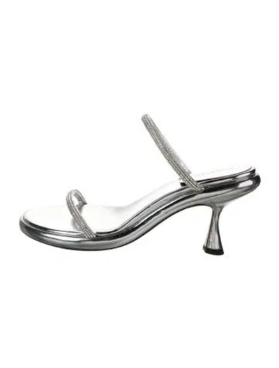 Pre-owned Wandler Leather Crystal Embellishments Slides