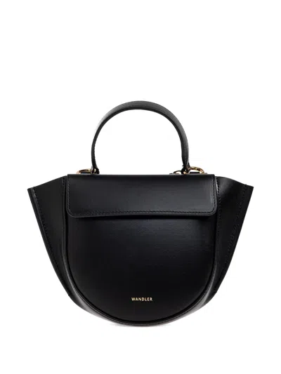 Wandler Leather Mini Top-handle Bag 14.5 Cm X 22 Cm X 5.5 Cm With Detachable Shoulder Strap In Nero