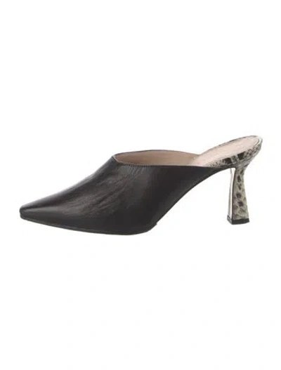 Pre-owned Wandler Leather Mules In Black