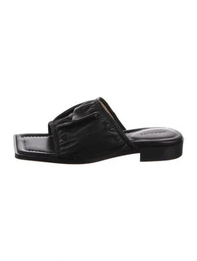 Pre-owned Wandler Leather Slides In Black