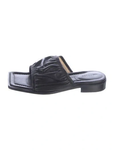 Pre-owned Wandler Leather Slides In Black