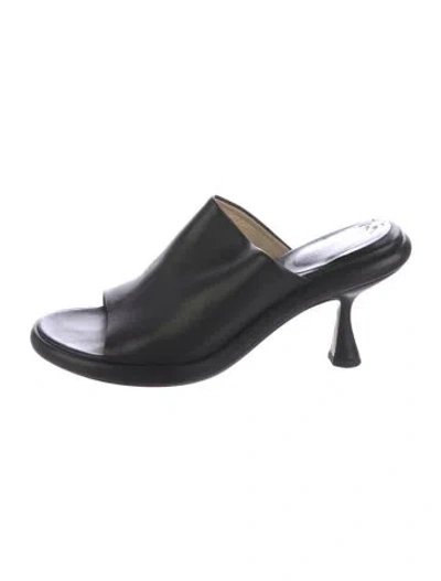 Pre-owned Wandler Leather Slides In Black