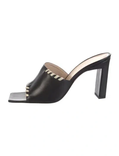 Pre-owned Wandler Leather Slides In Black