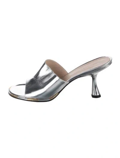 Pre-owned Wandler Leather Slides In Silver