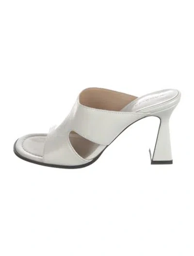 Pre-owned Wandler Leather Slides In White