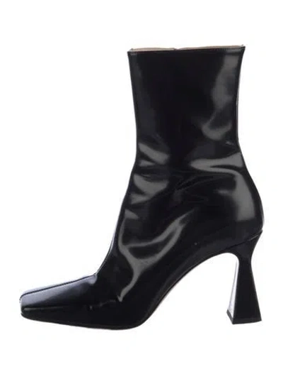 Pre-owned Wandler Leather Whipstitch Trim Boots In Black