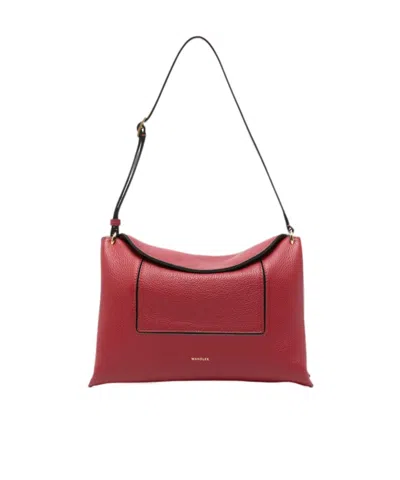 Wandler Logo Letter Shoulder Bag In Burgundy