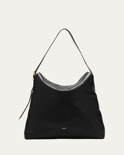 WANDLER MARLI FOLD-OVER FLAP LEATHER TOTE BAG