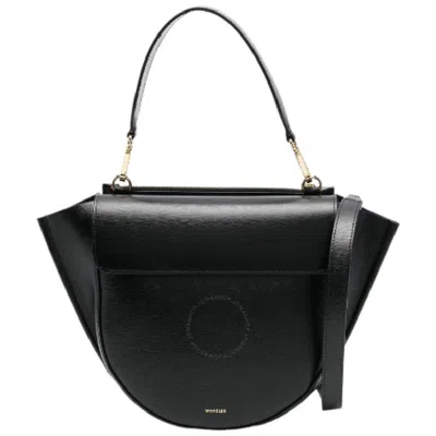 Wandler Medium Hortensia Flat Crossbody Bag In Black