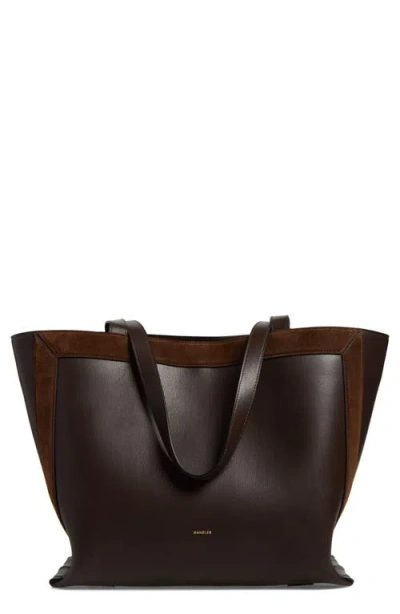 Wandler Medium Ida Leather Tote In Palissander Suede