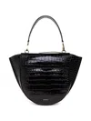 Wandler Mia Tote Bag With Crocodile Effect In Black