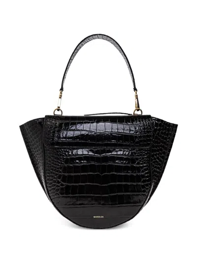 Wandler Mia Tote Bag With Crocodile Effect In Black
