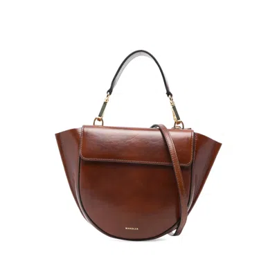 Wandler Mini Hortansia Flap Top Handle Tote Bag In Brown